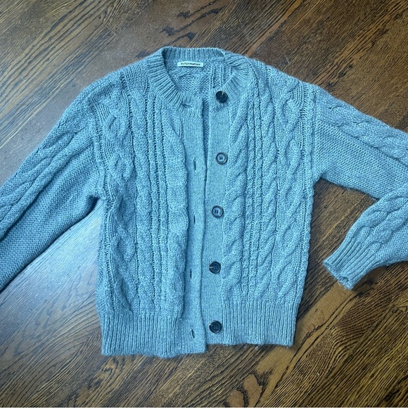 Reformation Sweaters - Reformation Size XS Blair 100% Baby Alpaca Gray Button Cable Cardigan Sweater